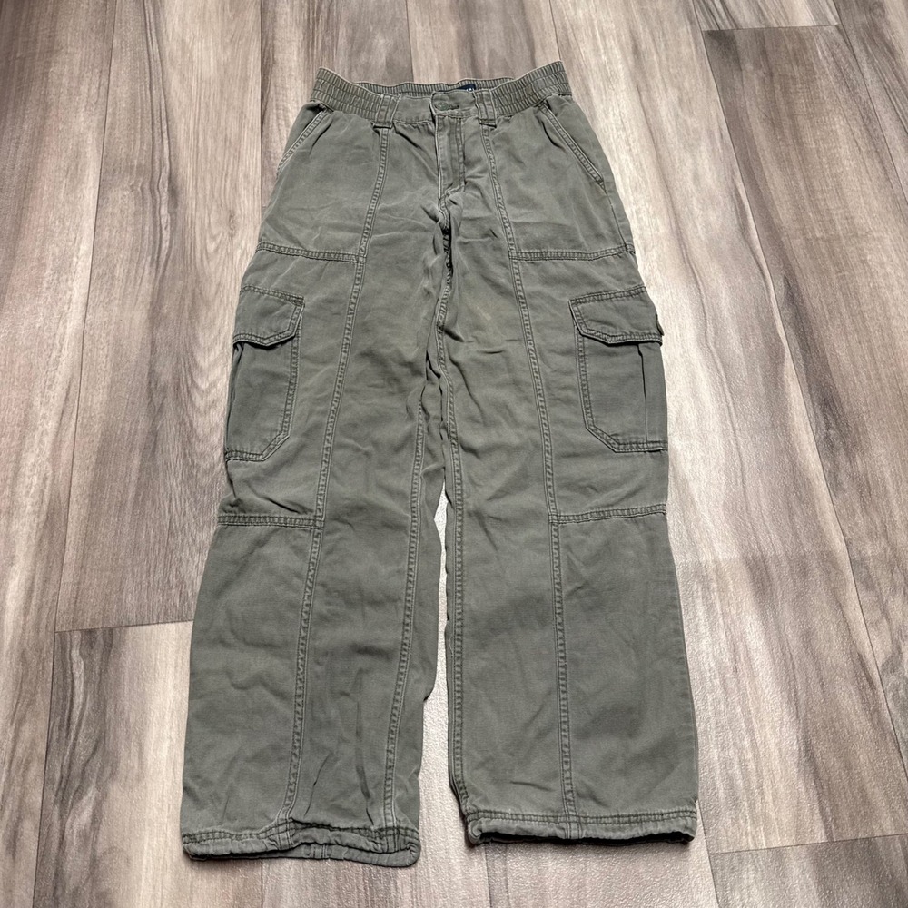 Aeropostale Womens Utility Cargo Pants Olive Green Elastic Waist XS 1195